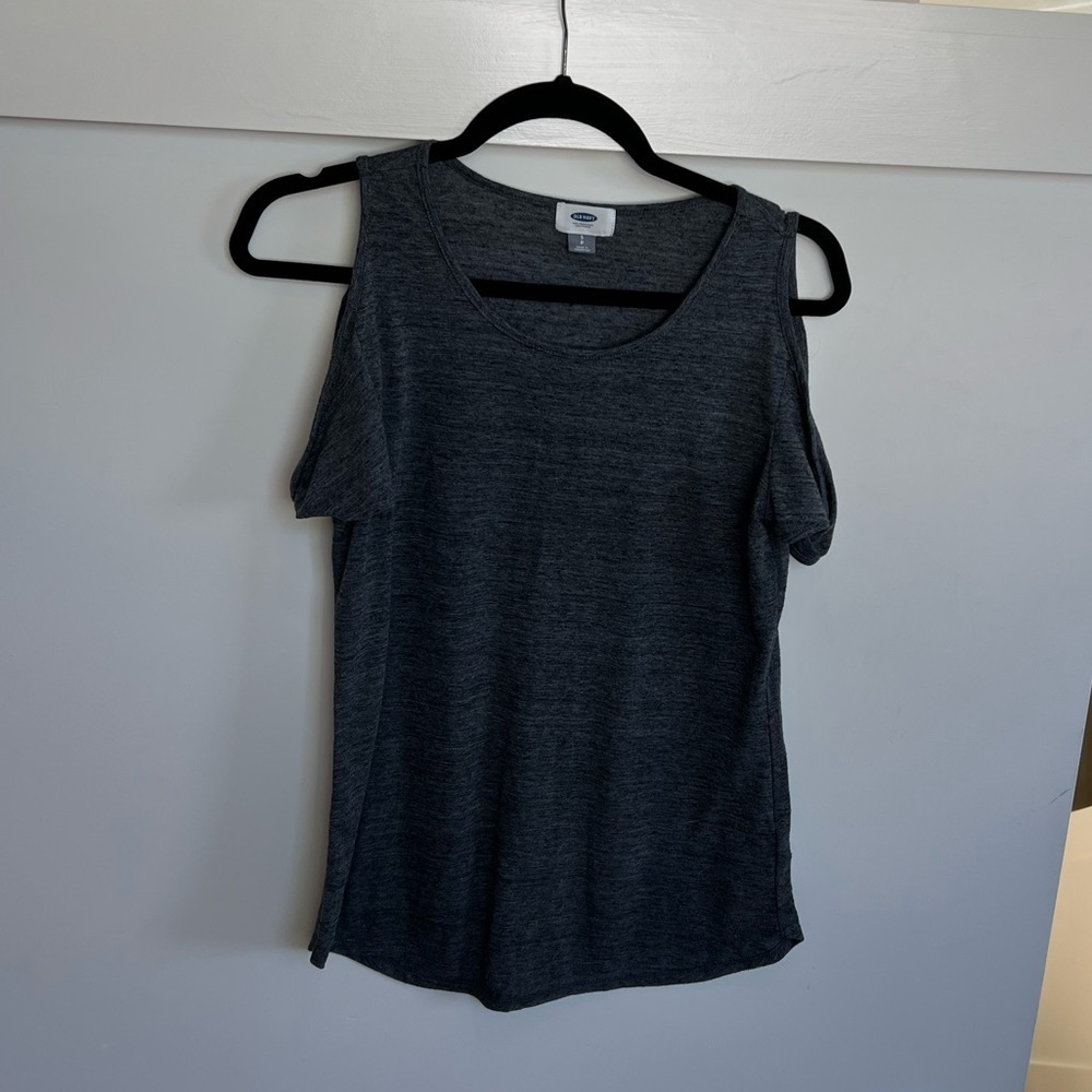 Old Navy Grey Twist Cold Shoulder Shirt Womens Small - Picture 4 of 12